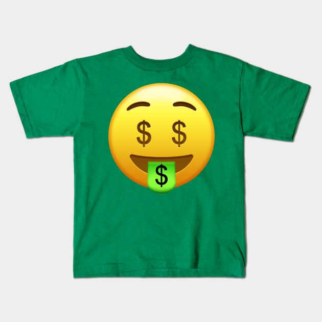 Money Mouth Face Emoji Kids T-Shirt by williamcuccio